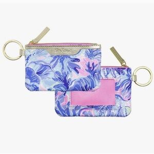 Lilly Pulitzer Blue & Pink ID Case Keychain Wallet NWT